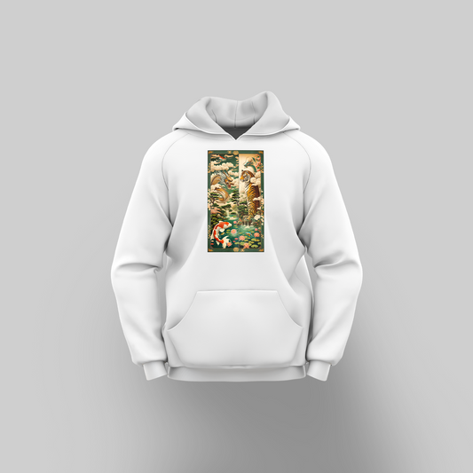 Dragon and Tiger White Hoodies